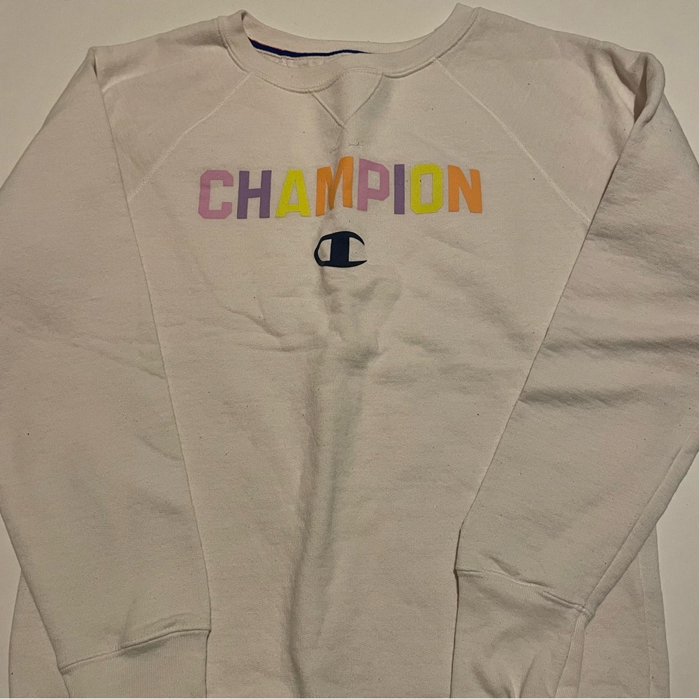 women’s white champion crewneck